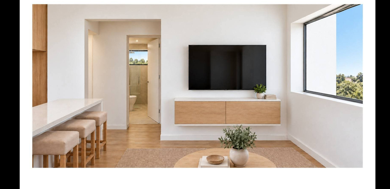 Sala residencial con acabados interiores